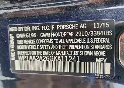 2016 Porsche Cayenne from USA, damaged, VIN WP1AA2A26GKA11241